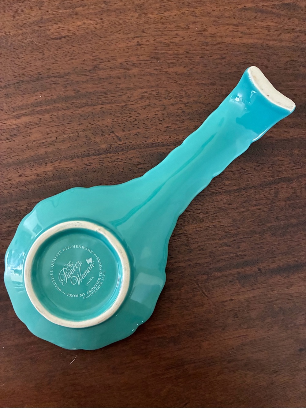 The Pioneer Woman Spoon Rest - Teal with Embossed Flowers - Picture 2 of 3